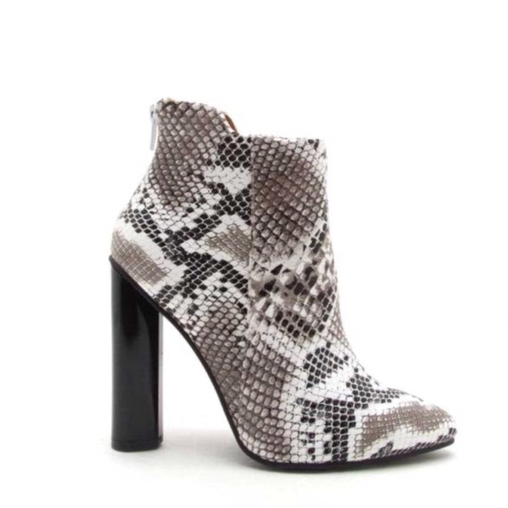 Snake Print booties Ankle Shoes Back Zip Heels
